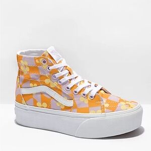 Vans Platform Sk8-Hi Orange Geometric Print Sneakers